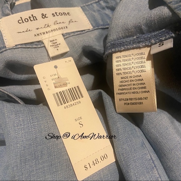 Anthropologie {Cloth & Stone) NWT ruffle shoulder chambray shirtdress - Picture 5 of 7
